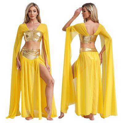 Dámské dvoudílné egyptské kostýmy Halloween královna princezna Cosplay maškarní kostýmy Šifonové kostýmy Taneční vystoupení