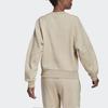 Adidas Plain Round Neck Pullover Sweatshirt Women Tops Beige HE3098