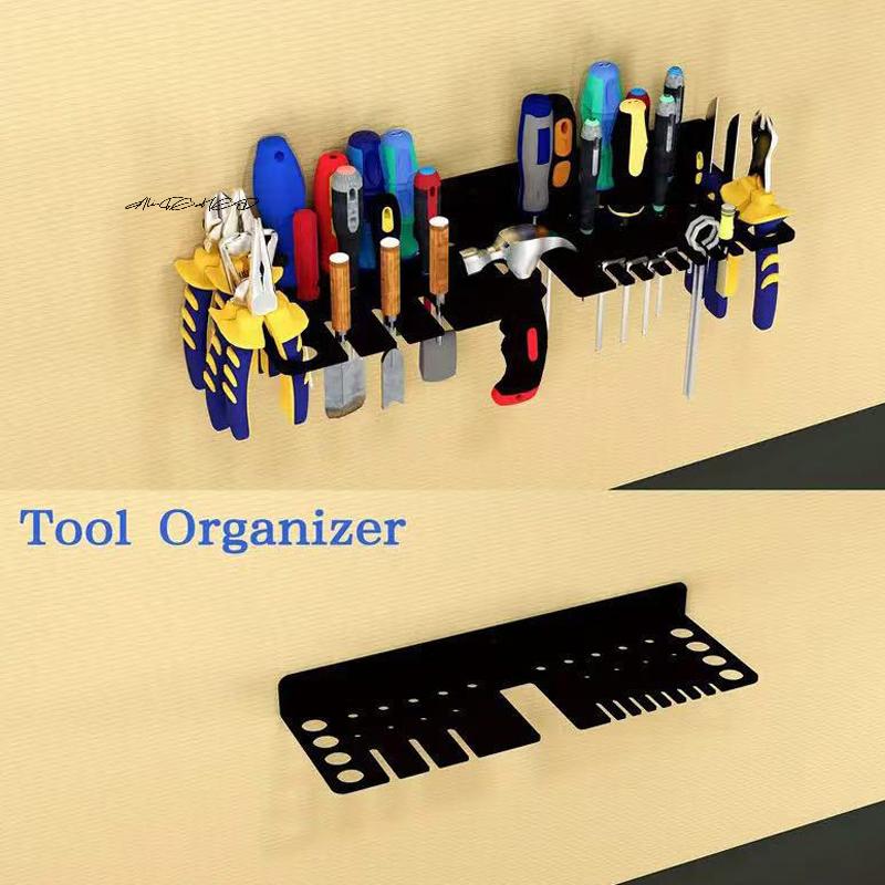 Wall Mounted Metal Tool Storage Rack Organizer - Screwdrivers Hammer Pliers Workbench Small Tool Holder for Workshop