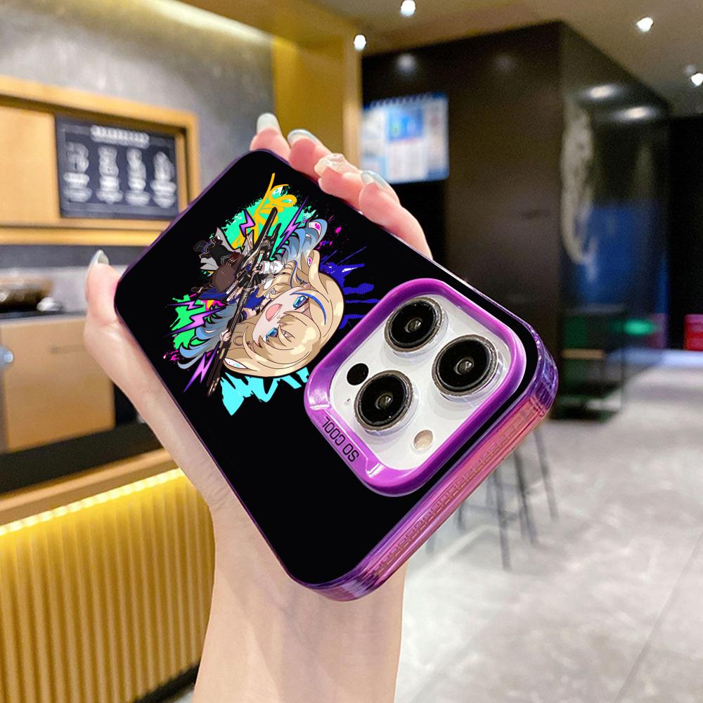 HSR Serval Purple Translucent Mobile Phone Case for iPhone 17 16 15 14 13 12 11 X XR XS Air Pro Max Plus Colorful Cover