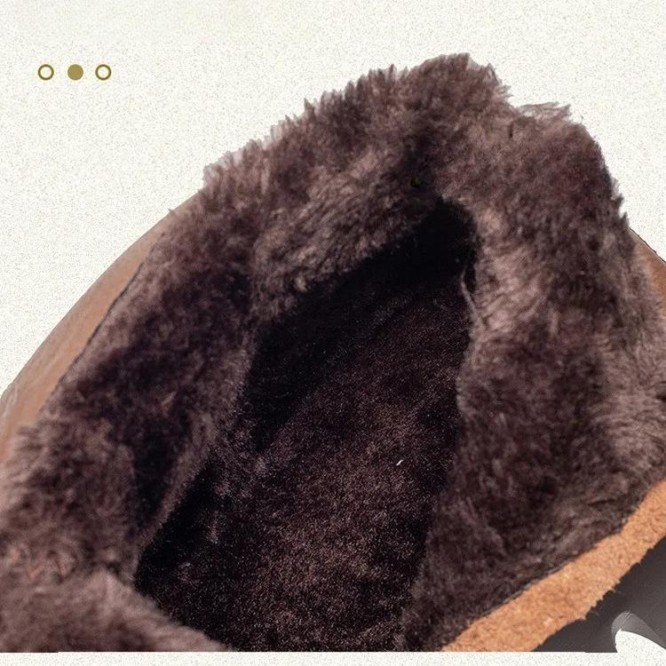 Johnature Warm Plush Women's Cotton Boots Retro Commuter Versatile Round Toe Thick Soled Ankle Boots