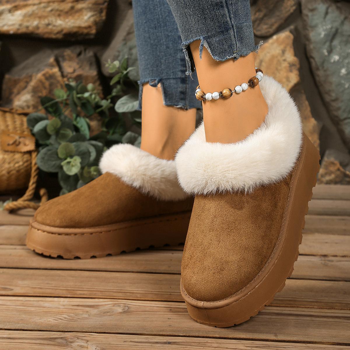 

Mao Mao mouth snow boots women s winter new thick-soled short tube thickened lazy large-size cotton boots 43 малиновый