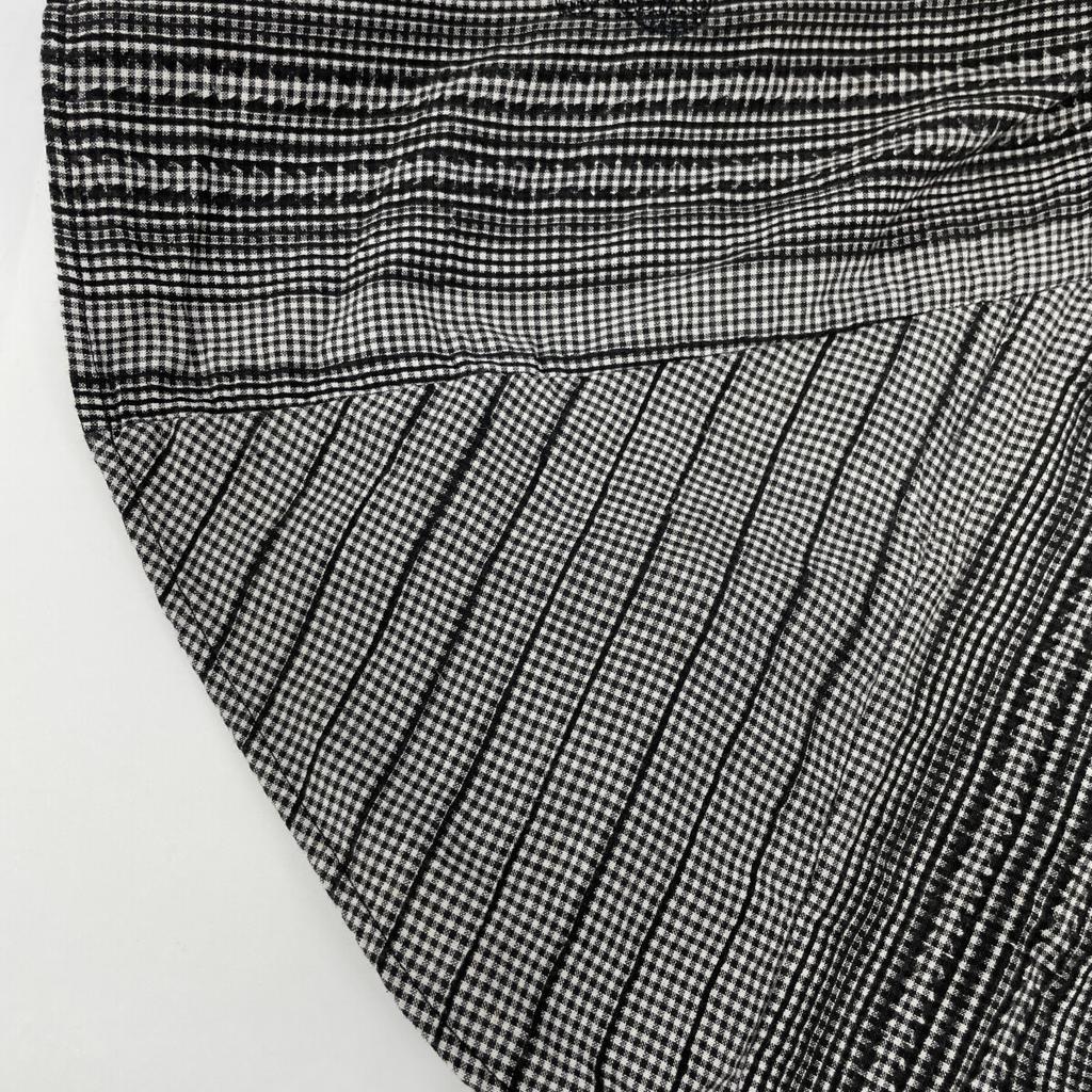 Haat Black x White Kingham Check Embroidered Short Sleeve Dress dress 2 Black x whiteUsed