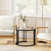 Round Coffee Tables Set Of 2 Nesting Tables With Tempered Glass Top And Steel Frame Black
