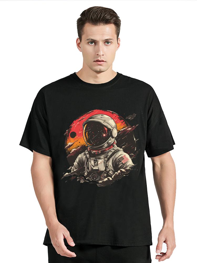 Astronaut Color Graphic T-Shirt Men s Clothing Streetwear Unisex Tops Oversized Tees Cotton Tshirt Printed Fitness T Shirt S разноцветный