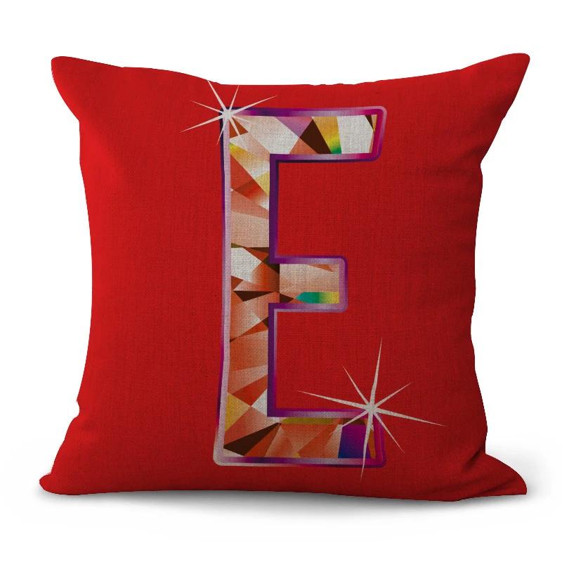Simple Pure Color English Alphabet throw pillow cover with short plush print for living room sofa decoration cushion cover