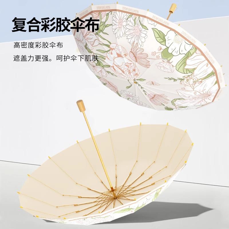 Manual Umbrella, Folding Umbrella, Thickened and Reinforced Weather and Rain Dual-purpose Women's Sunscreen Umbrella, UV-proof Sun Umbrella, Portable