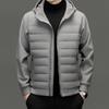 Men's Hooded Lightweight Down Jacket - Stylish Patchwork Short Coat for Fall and Winter Warmth