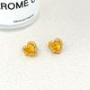French Temperament Simple Temperament Color Zircon Love Stud Earrings High Sense Earrings