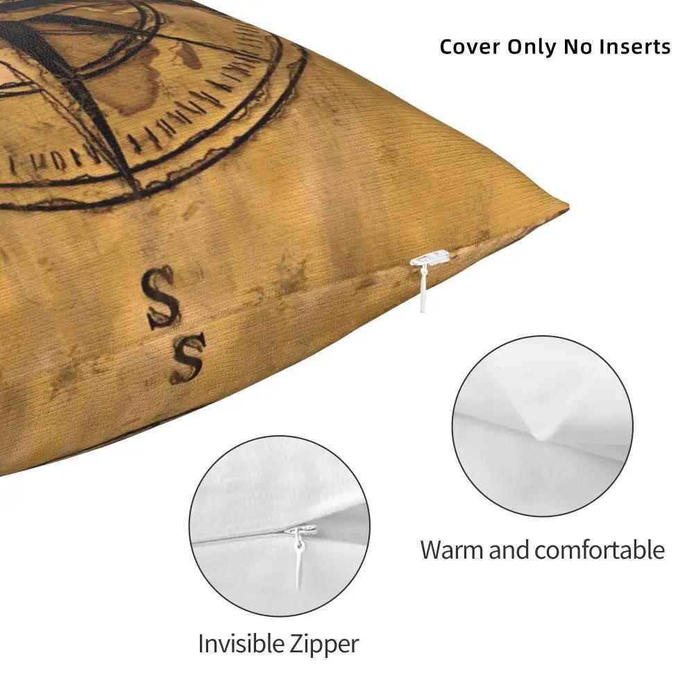 Destinations Compass Rose And World Pillowcase Printed Fabric Cushion Cover Decoration Throw Pillow Case Cover Home Square