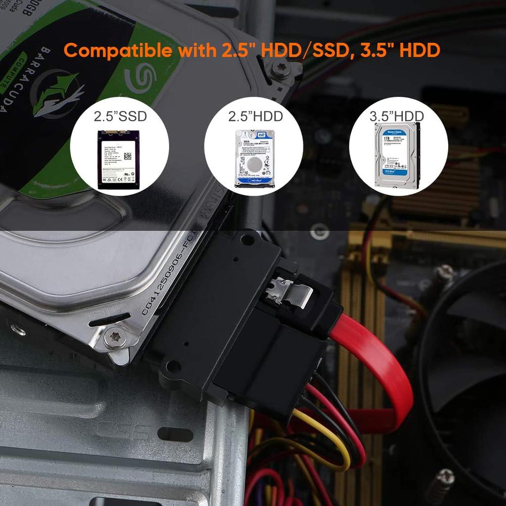 CableCreation SATA to SATA HDD Adapter, 22 Pin (7+15) Male to 22 pin Female Extender for 2.5” HDD,Slim Sata Converter Adapter, Black