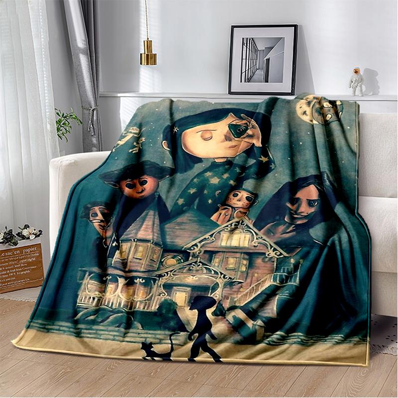 New Coraline Horror Cartoon Gift Soft Flannel Blanket,Throw Blanket Comfortable Blanket for Beds Sofa Home Bedroom Kids