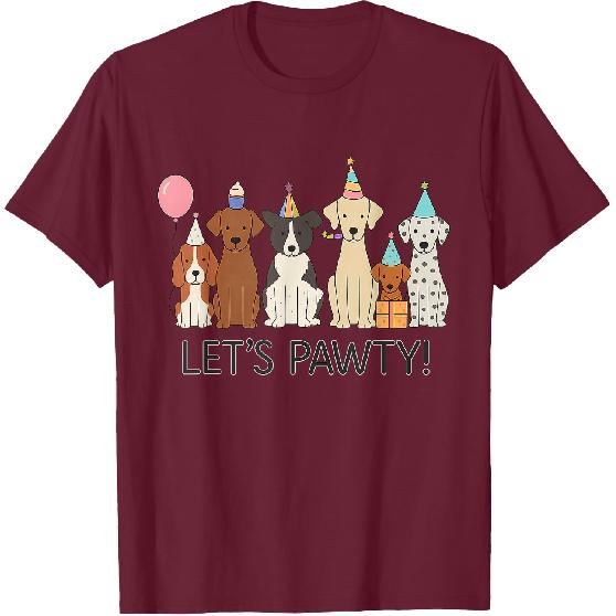 Let’s Pawty Cute Dogs Party Celebration T-Shirt