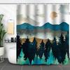 Shower Curtain Waterproof And Mildew-Proof Digital Printing Forest Plant Shower Curtain Bathroom Shower Cloth Partition Curtain Free Of Punching
