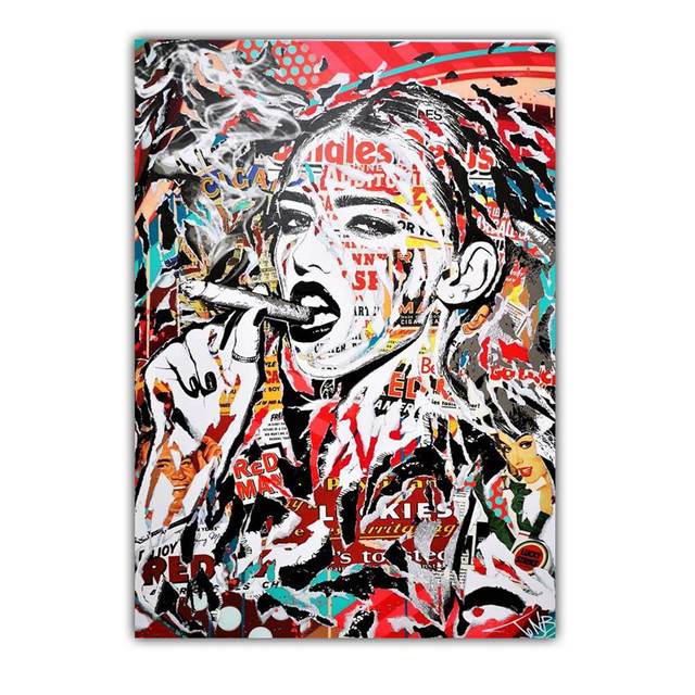 Nowy Graffiti art abstrakcyjna figura na płótnie malarstwo kultura uliczna wall art kobiety kolor plakat biuro salon home decoration mural bez ramki!