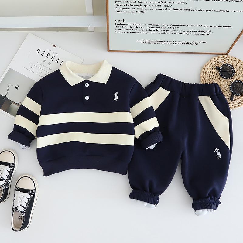 

Детский свитшот Wuxiaoqi 2025 Весна/Осень с вышивкой пони, 0-4 года, для мальчиков и девочек, 2 предмета 110 cm темно-синий