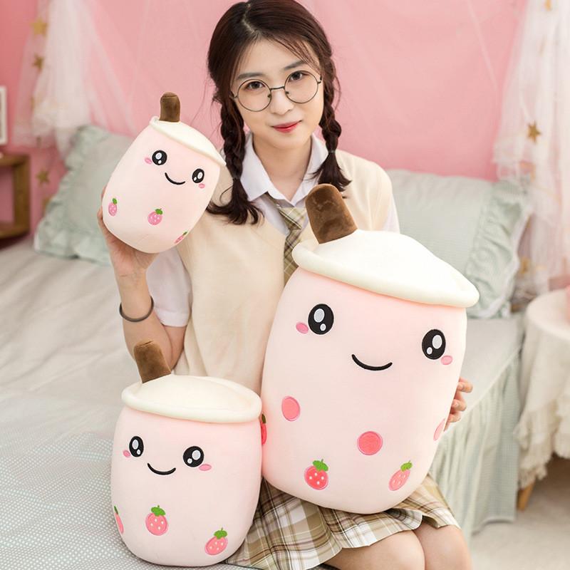 50cm Adorable Strawberry Milk Tea Plush Toy Creative Soft Doll Pillow Cushion Kids For