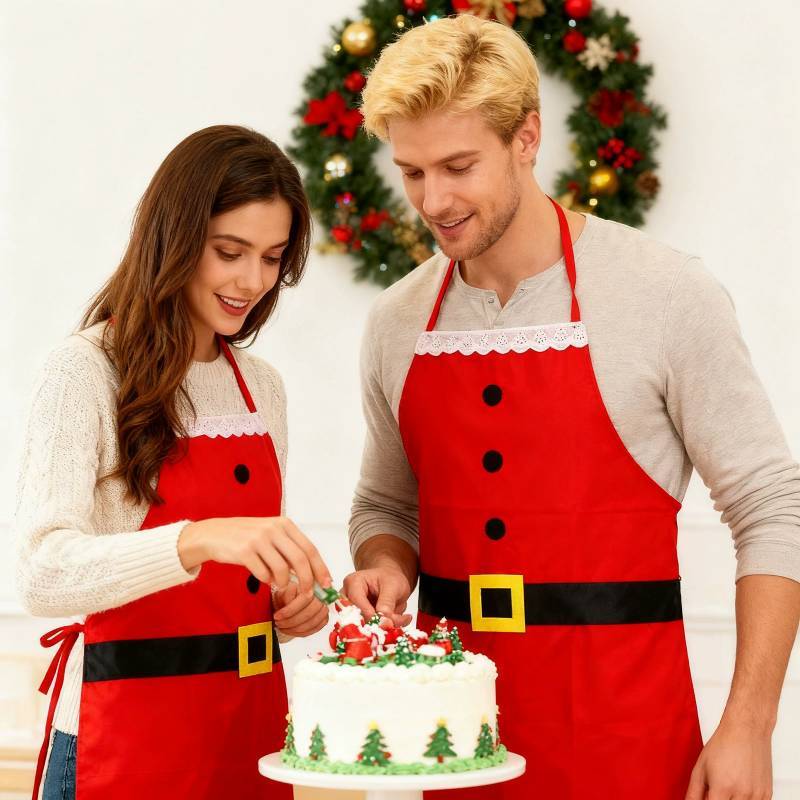 Christmas Party Apron With Durable Polyester Material For Family Celebration