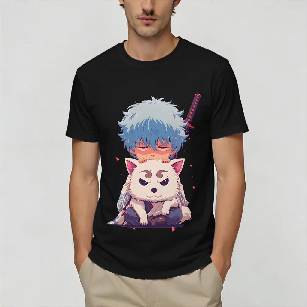 Unisex TShirt GGintamas Humor Cotton Tee Shirt Short Sleeve T Shirts Crew Neck Clothes Printed