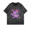 Summer Gengar Pokemon Anime Men's T Shirt Print Vintage Washed Short-sleeved Tee Women's Oversized Gym Y2k Clothes