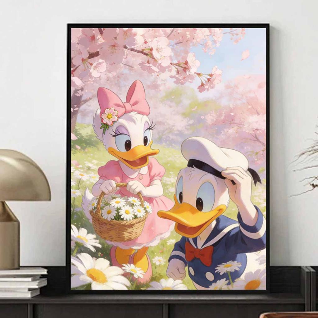 disney daisy and donald duck cherry blossom spring flowers diamond painting full diamond art kit handmade diy home decoration gift