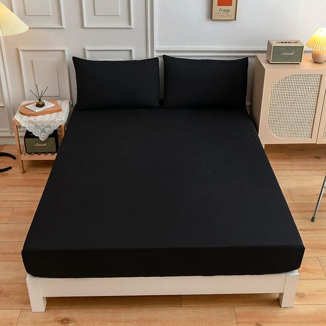 Solid Color Fitted Sheet Single And Double Bed Sheet Simple High -Grade Bed Sheets Soft Mattress Cover Sheet Protector