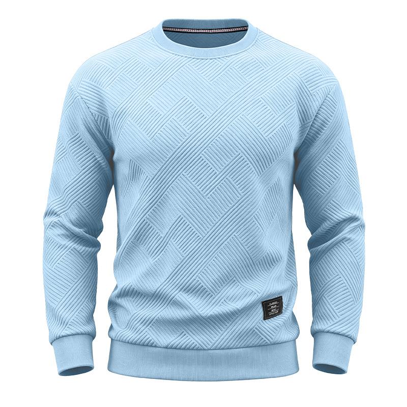 Men's Crew Neck Sweatshirt Long Sleeve Loose Fit Solid Color Autumn Winter Casual Thick Pullover Hoodie