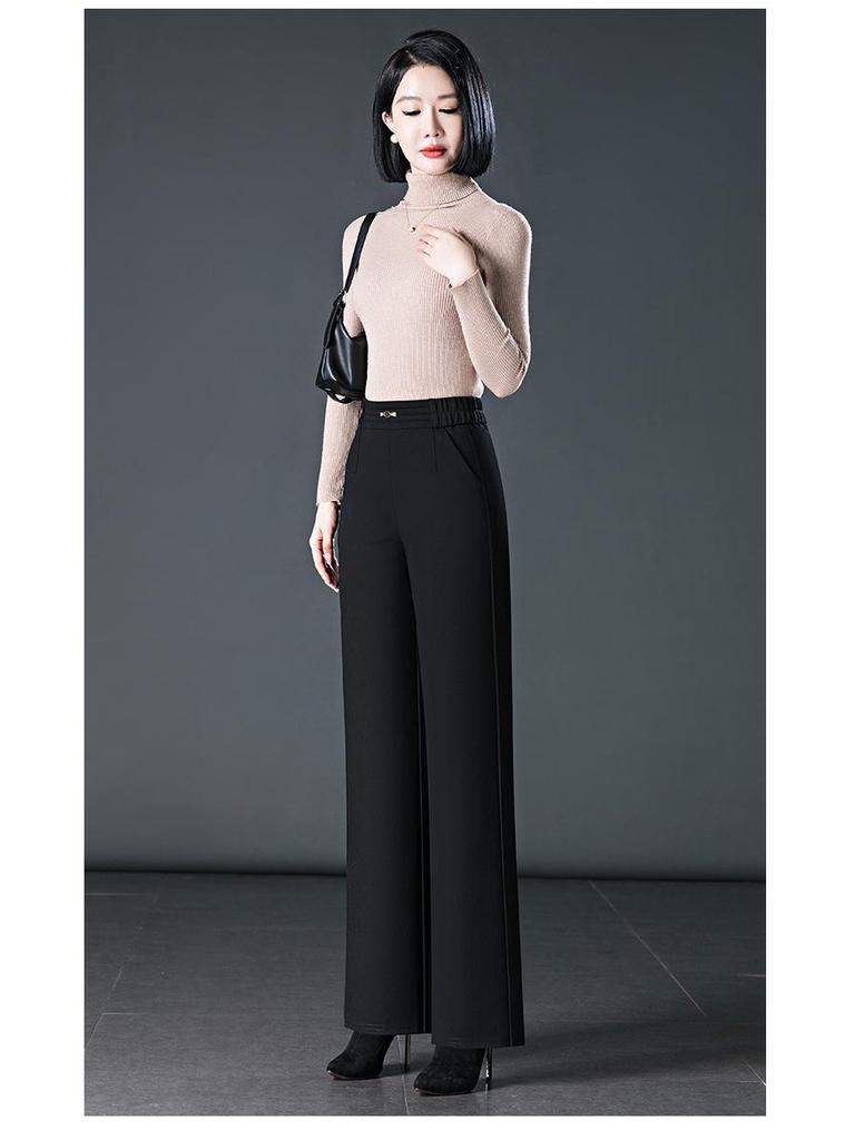 Pantalon de costume large taille haute pour femme - Grande taille, Coupe ample, Idéal pour le printemps et l'automne