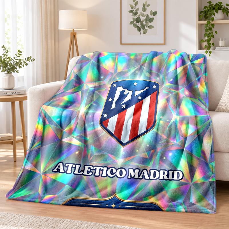 Atletico Madrid Printed Flannel Blanket Warm Comfort Bed Throw For Indoor Home Decoration