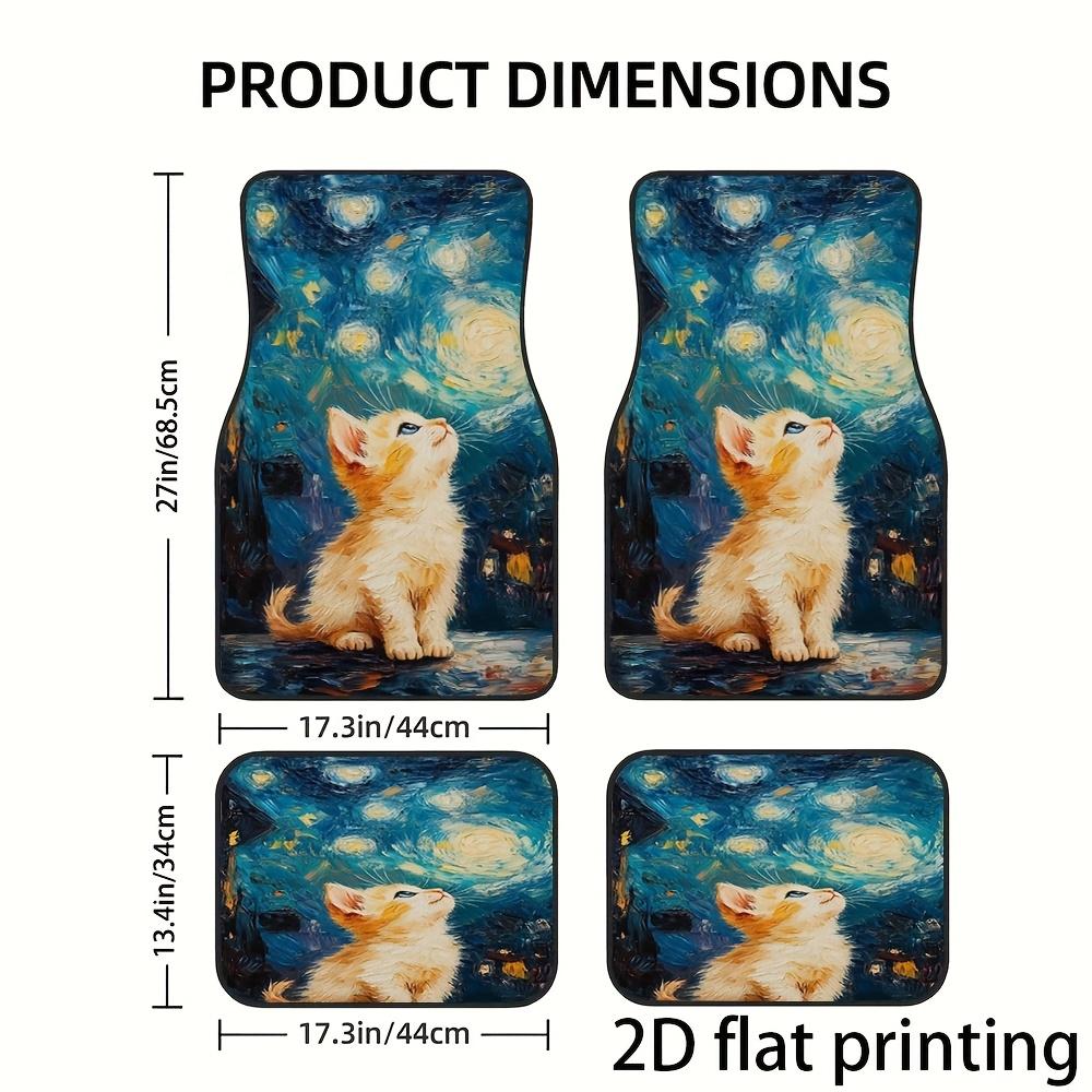 4pcs Car Floor Mats, Cat And Starry Sky Abstract Pattern Design, Material, Universal Fit For Front & Rear Seat Vehicle Accessori