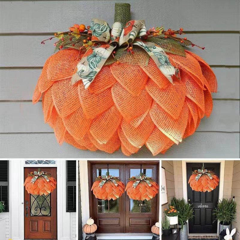 Fall Wreaths for Front Door Autumn Wreath with Berry Pumpkin Maple Leaves Halloween Thanksgiving Harvest Festival Decoration
