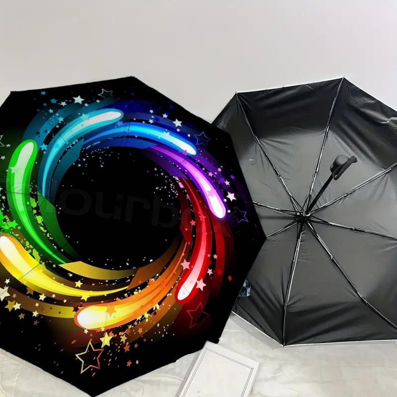 1pc Colorful Swirl with Stars Vector Illustration Umbrella with Plastic Handle,Suitable for All Seasons Home Travel Outdoor UmbrellaDD1775