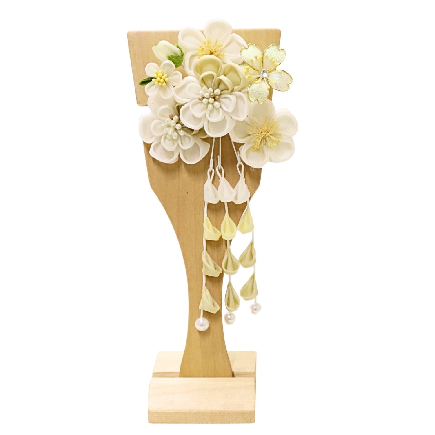 

Hagoita Hair Ornament Dull Plum Blossom with 21cm for Girls Tsumami-zaiku Hagoita, (White), 3-60cm, Stand, Tall, белый