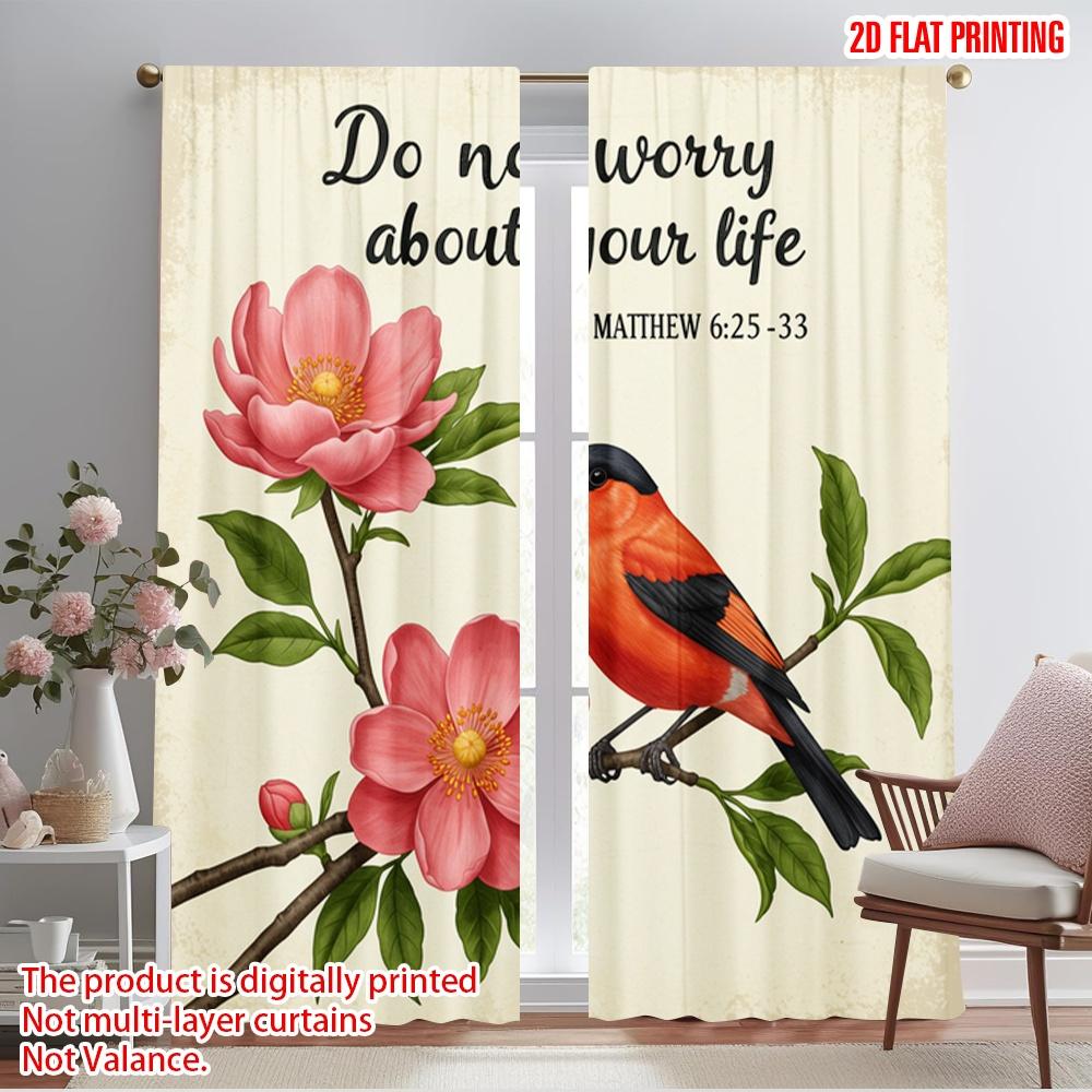 

2pcs 2D flat printing Curtains Do not worry life bird Fabric Without Electricity All Season Party & Holiday Decor for 52.50×116.00 CM 2pcs