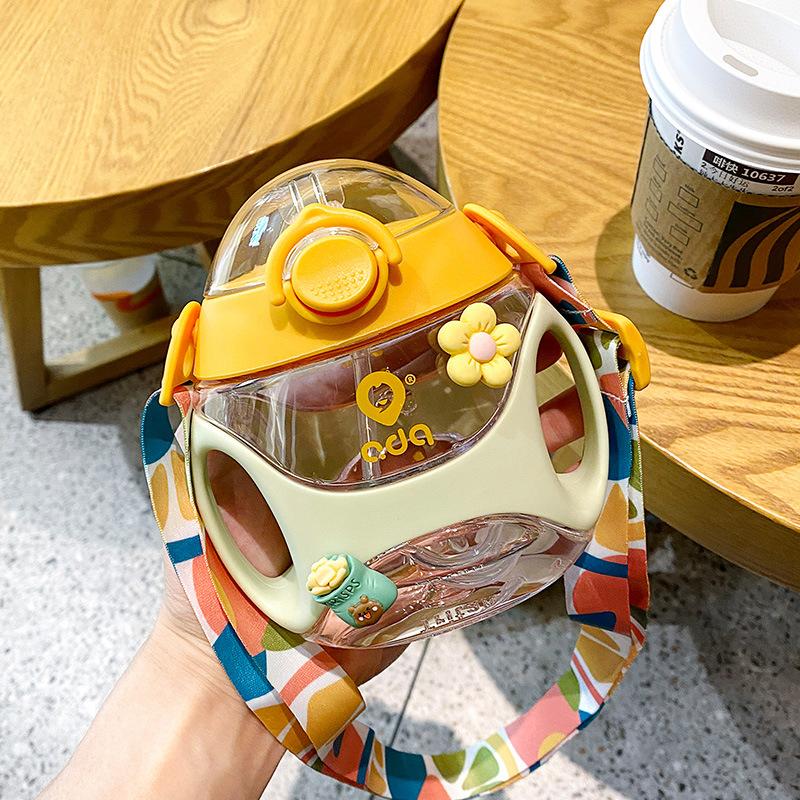 

Kawaii Summer With Straw Cup, Anti Drop Donut, Water Bottle Scale, Anti Choking Water Bottle