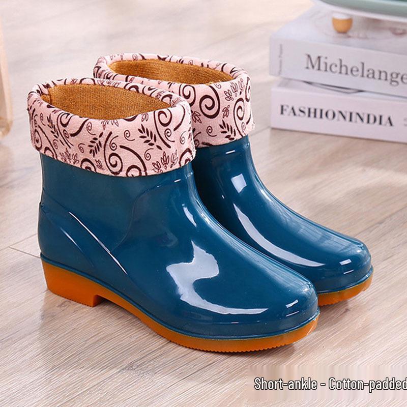 Women's Oxford Sole Waterproof Short Rain Boots - Non-Slip Fashion Outerwear Rubber Shoes