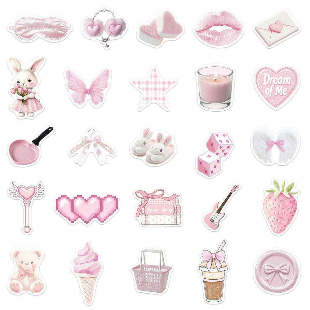 10/30/50pcs Kawaii Cartoon Pink Gentle Aesthetic Stickers Cute Ins Style Decals Suitcase Notebook Phone Case Girl Sticker Decor