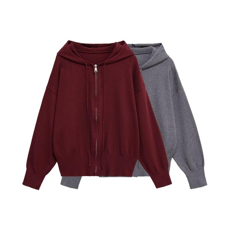 Kaslead New Women clothes Western Style Long sleeve Knitted Simple and Comfortable Hoodie 5536001