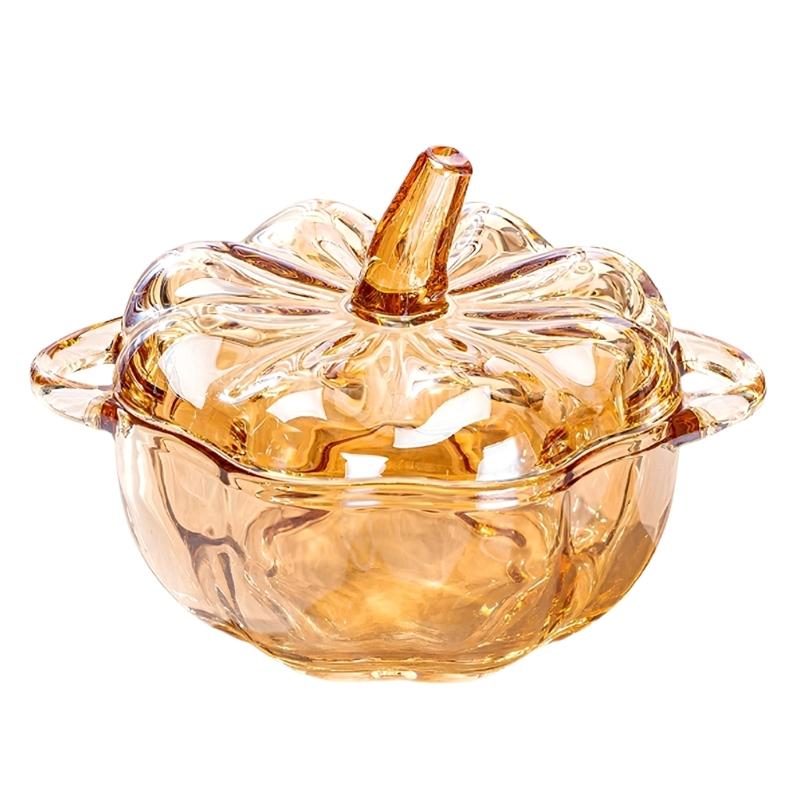 Pumpkins Glass Storage Jar with Lid,Candy & Cookie Jar,Jewelry Box,Buffet & Biscuit Containers Decorative Candy Dish