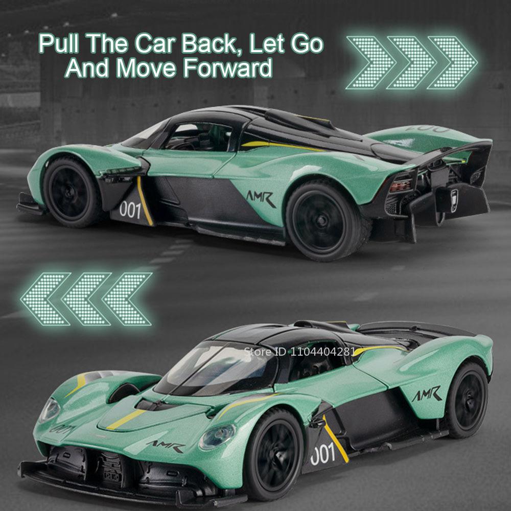 1:32 Valkyrie Vulcan Alloy Sports Car Model Toy Diecast Metal Door Opened Sound Light Pull Back Miniature Car Boy Christmas Gift