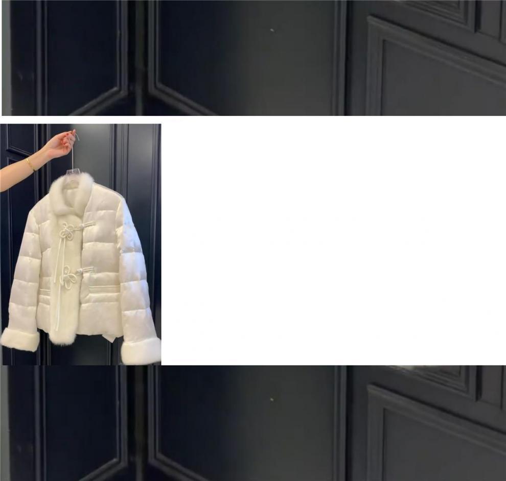 Szykowna, wysokiej klasy kurtka puchowa w stylu chińskim dla kobiet - Moda zimowa