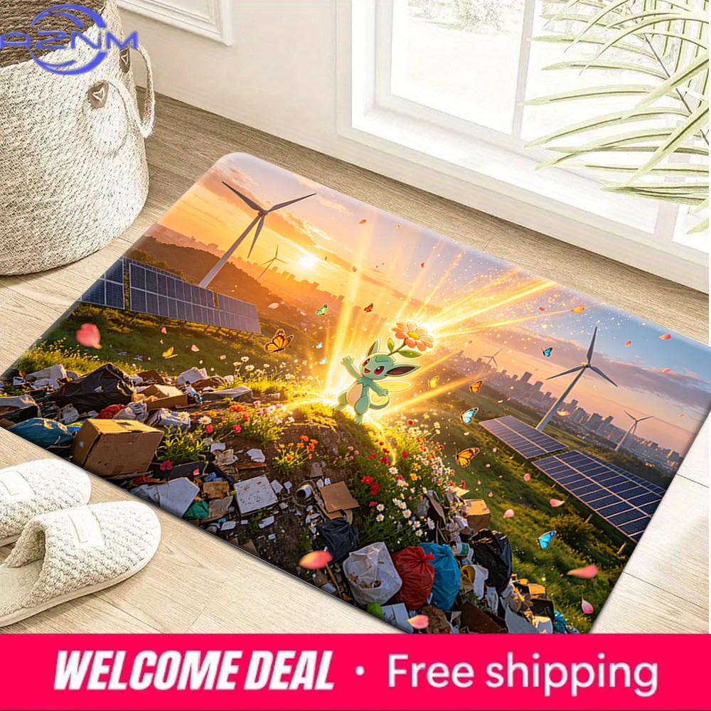 Pokemon Grass Type Eco Recovery Scene Print Non-Slip Floor Mat Doormat 40x60cm