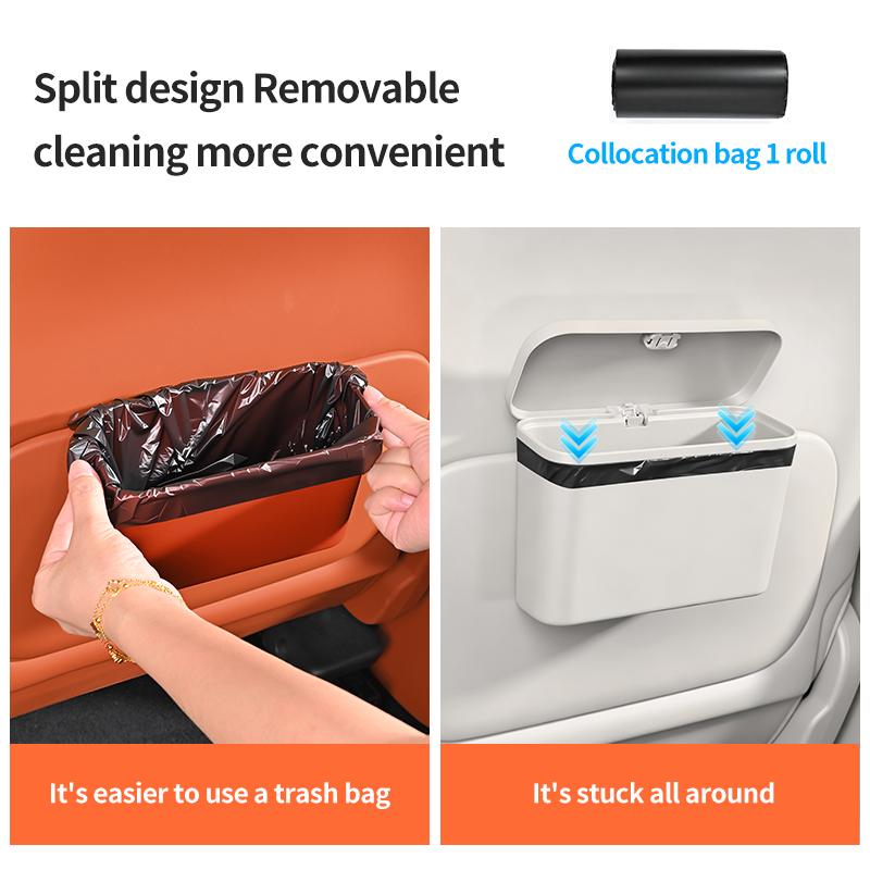1PC Car Mounted Multifunctional Hanging Garbage Bin Pess Type with Lid Leak Proof In Car Storage Bin In Car Miscellaneous Sorti