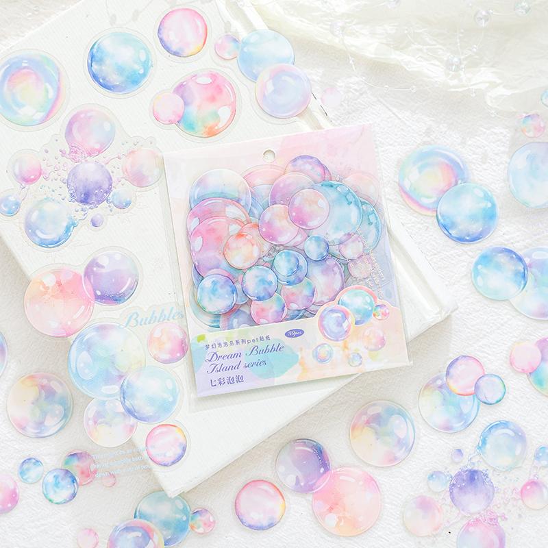 30 Sheets INS Bubble Sticker Pack Personality Diary Junk Journal Handbook DIY Collage Decoration Scrapbooking School Stationery