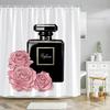 Tenda da Doccia Rosa con Tacchi Alti Set Strisce Bianche e Nere Decorazione Bagno Ragazza Donna Poliestere Tende Vasca da Bagno Ganci