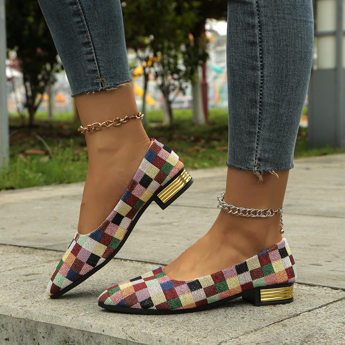 

Fashion Female Shoes on Sale 2024 New fashion Women s Pumps Pointed Toe Mixed Colors Shallow Mouth Square Heels Daily Profession Pumps 35