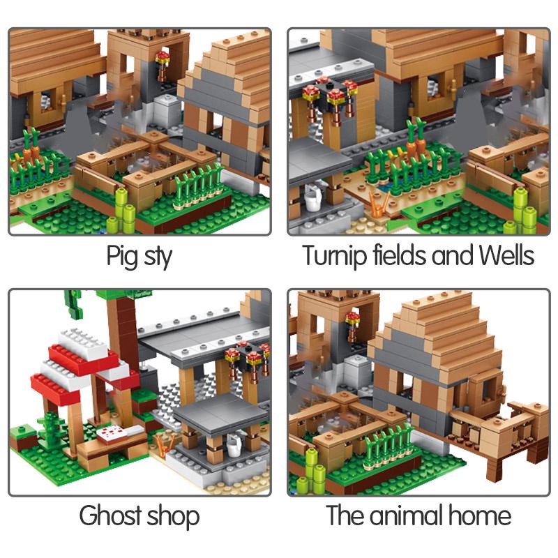 My World The Farm Cottage Village House Building Blocks with Figures Compatible 21128 DIY Bricks Toys