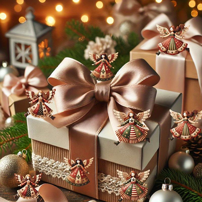 4 vnt./rinkinys Vintažinis angelas pakabinamas dekoras Fantazijos medinis Kalėdų eglutės pakabinamas ornamentas 2025 Navidad dekoras namams 2026 Naujųjų metų dovana