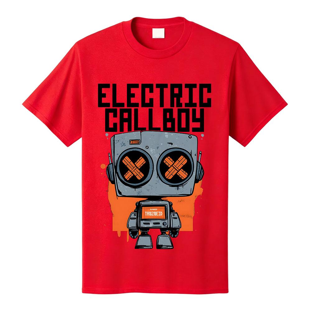 

ELECTRIC CALLBOY Tanzneid Robot Shirt Summer Cotton Loose Female T-shirt Unisex Streetwear Short Sleeve O-neck Tees Graphic Tops Anime T-shirt XS красный
