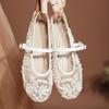 Mesh Breathable Flats Ballet Women String Bead Round Toe Sandals Light Soft Sole Casual Fashion Design  Elegant Dress Shoes